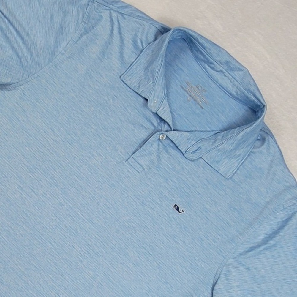 Vineyard Vines Performance Polo Shirt Mens XL Blue Heathered Golf Short Sleeve